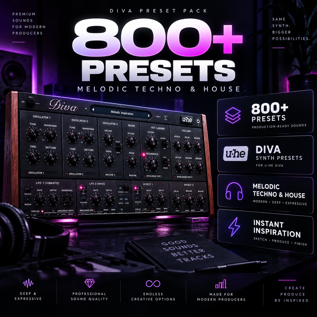 800+ Diva synth presets for Melodic Techno and House music production