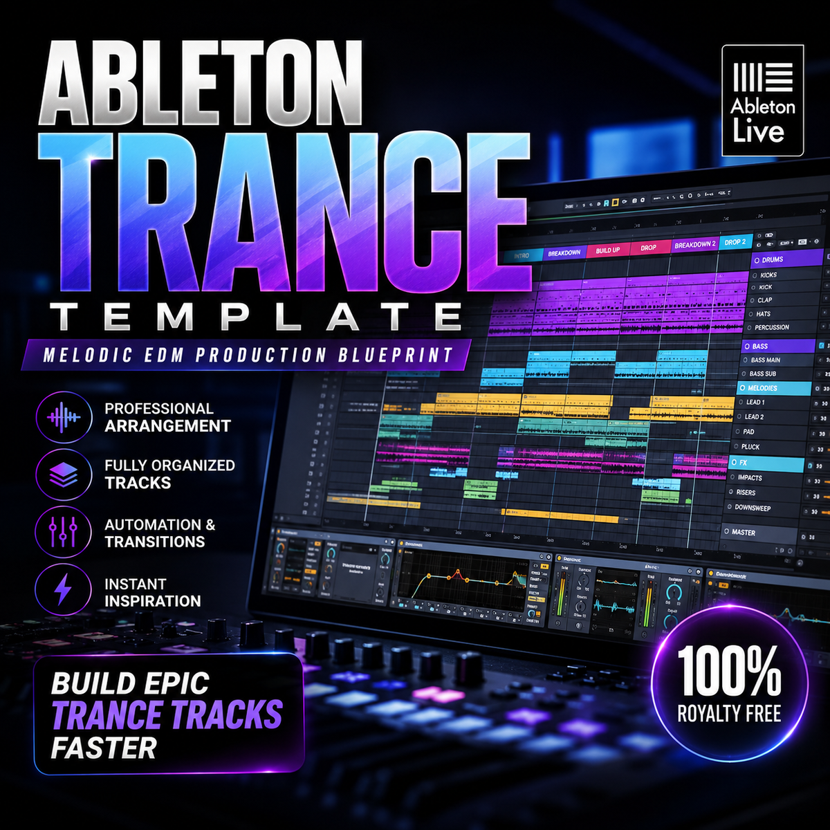 Ableton trance template for melodic EDM production with professional arrangement and studio workflow