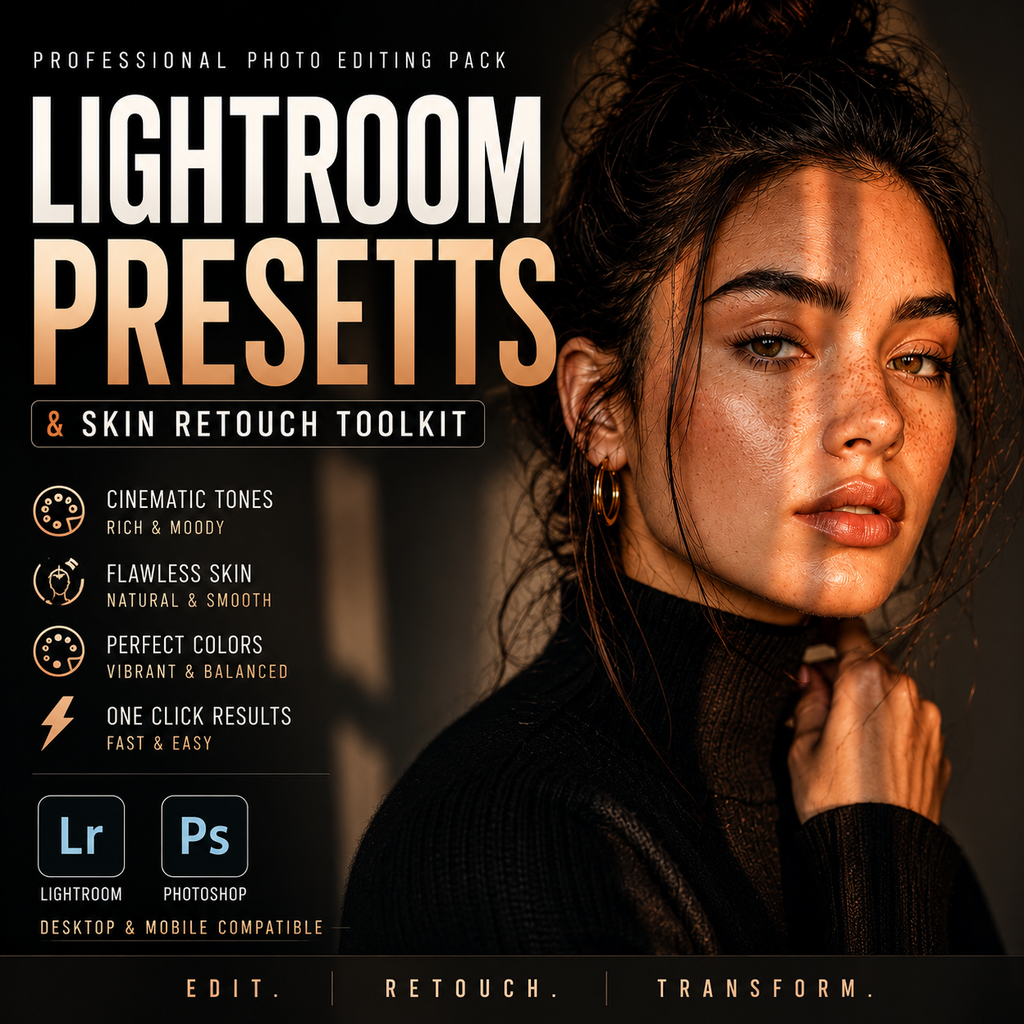 Lightroom Presets & Skin Retouch Toolkit | Photo Editing Pack