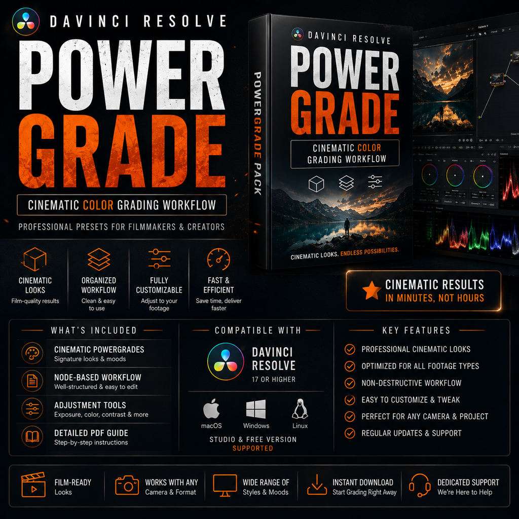 Film-style color grading looks for filmmakers and video editors