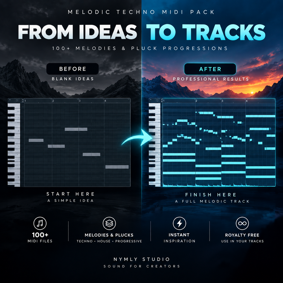 Melodic Techno MIDI Pack – 100+ Melodies & Pluck Progressions