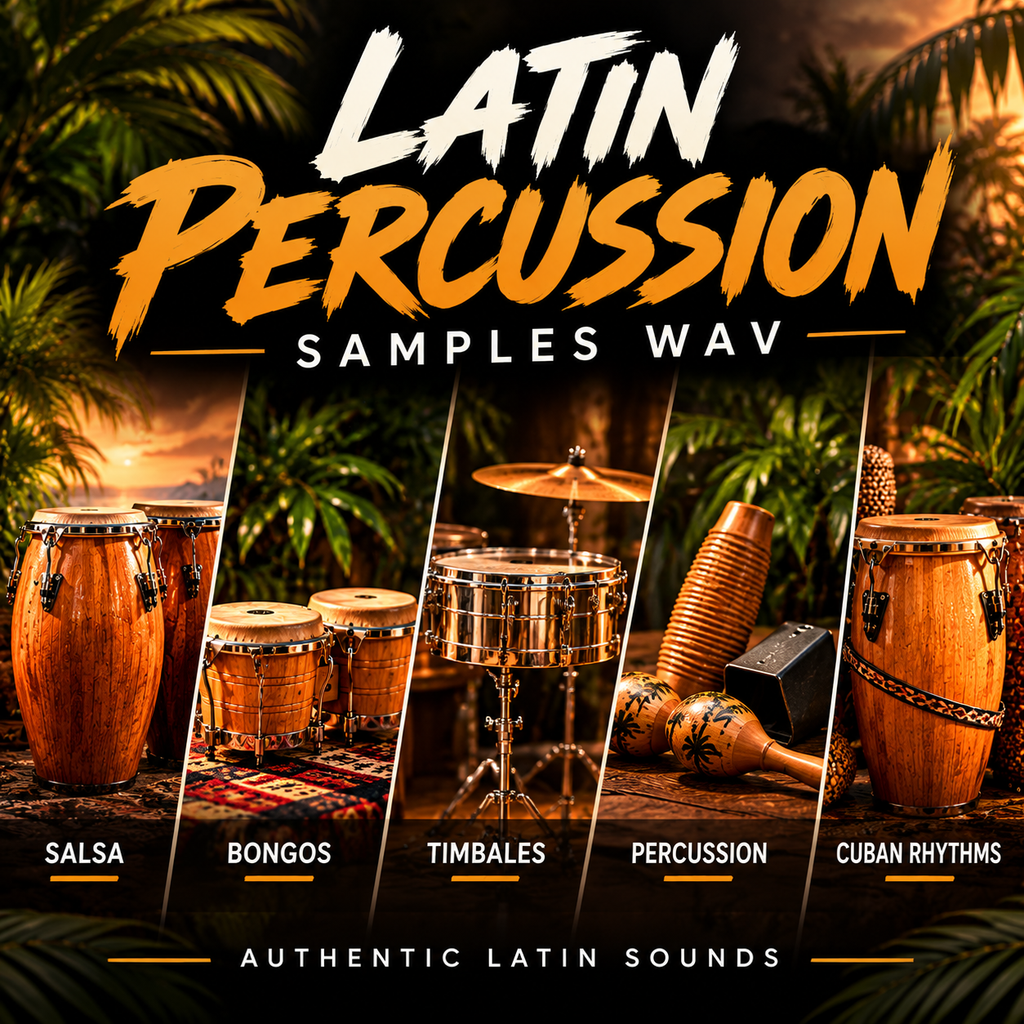 Latin percussion samples WAV featuring congas, bongos, timbales, and authentic Latin rhythms for diverse music production styles.