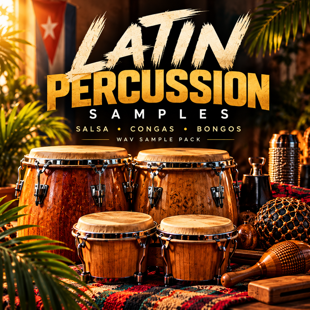 Latin percussion samples WAV featuring congas, bongos, and authentic percussion sounds for salsa music production.