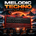 Melodic techno presets for u-he Diva with analog synth sounds, cinematic atmospheres, and MIDI loops for music production.