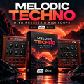 Melodic techno Diva presets and MIDI loops for u-he Diva synthesizer, featuring cinematic electronic sound design.