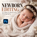 Newborn Photoshop Actions creating soft, natural skin tones and polished baby photography