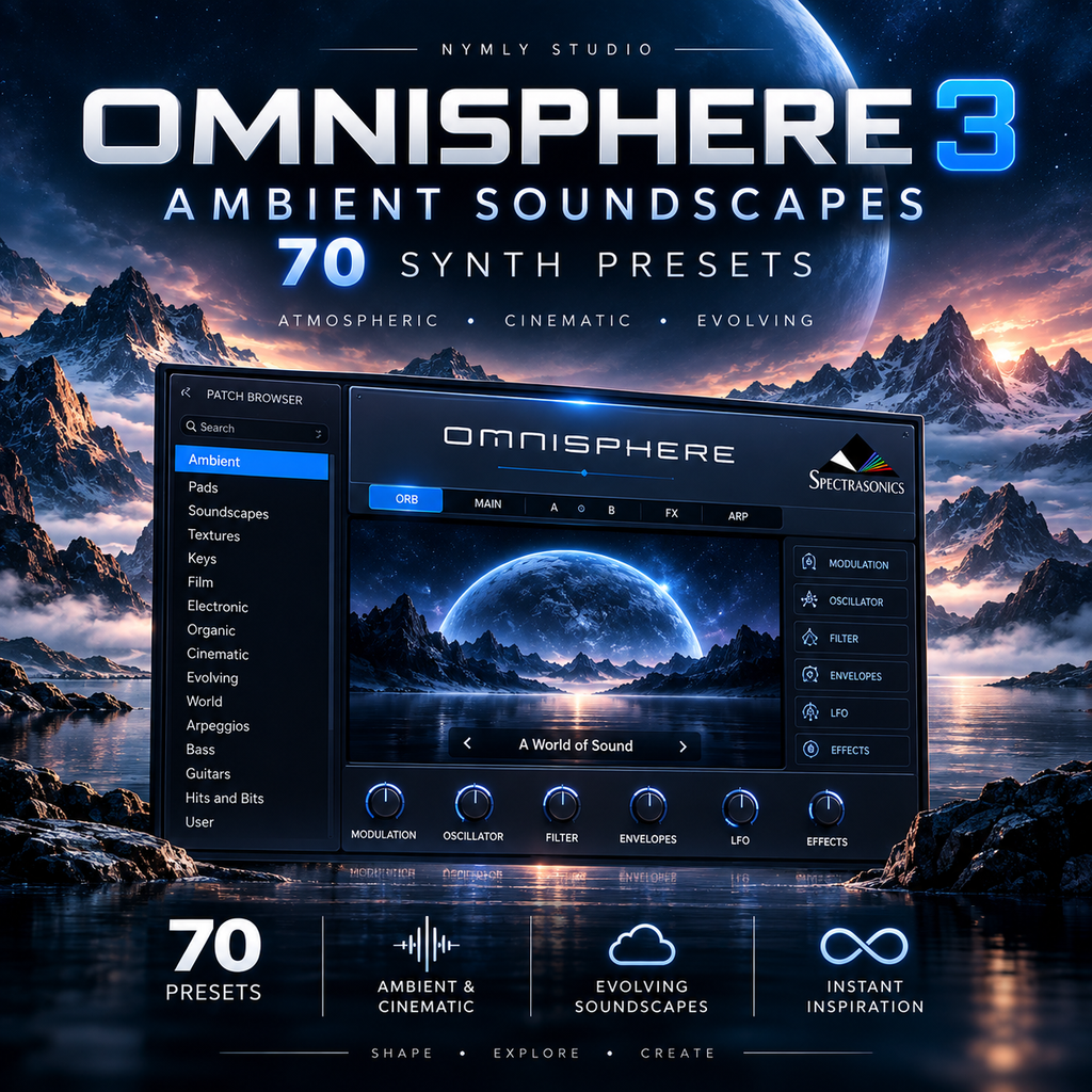 Omnisphere 3 ambient synth presets with 70 cinematic soundscapes for atmospheric music production
