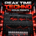 Peak Time Techno Serum presets with 75 FXP presets and WAV renders for electronic music production.