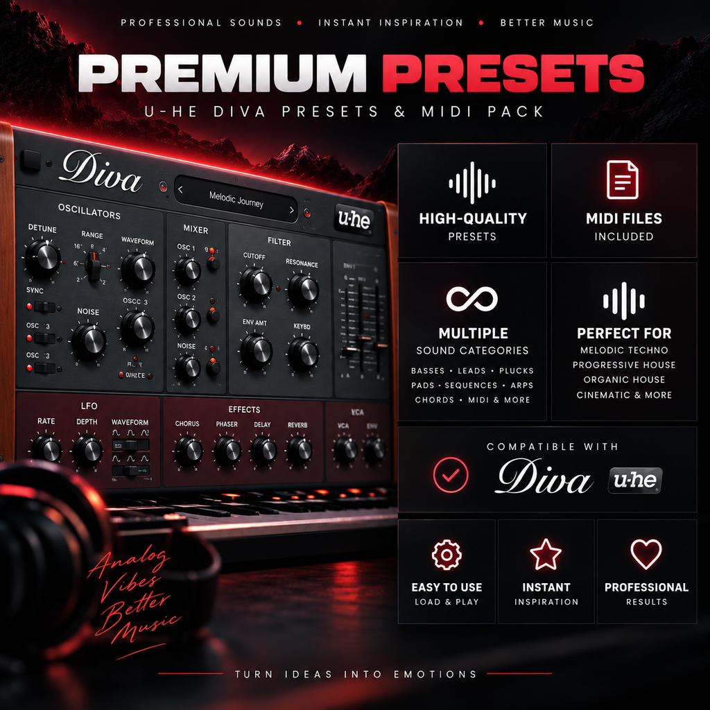 U-He Diva Presets & MIDI Pack – Melodic Techno Sounds