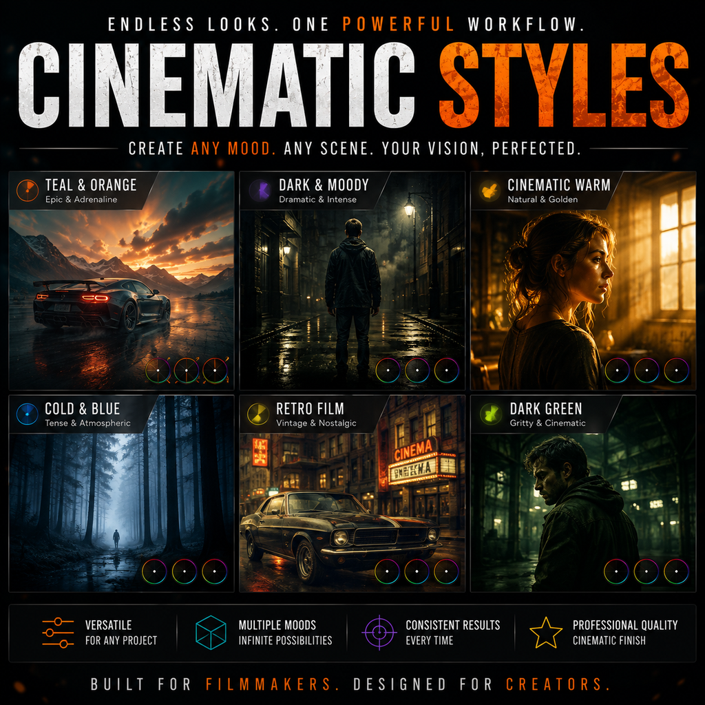 Professional DaVinci Resolve cinematic color workflow with editable nodes